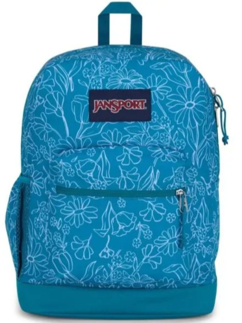 NWT JanSport Cross Town Plus Laptop Backpack Teal Floral School Travel Bag